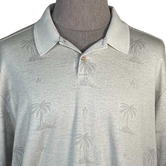Tommy Bahama Men’s Silk Blend Tan & Sage Green Polo With Tropical Palm Trees XXL - Picture 2 of 14